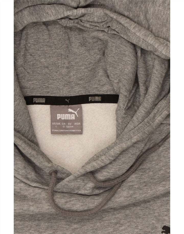 PUMA Mens Hoodie Jumper Large Grey Cotton