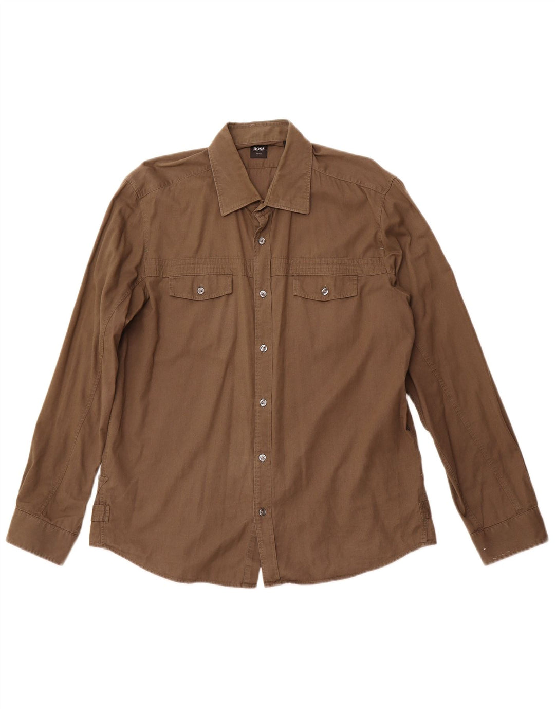 HUGO BOSS Camisa ajustada para hombre XL Marrón