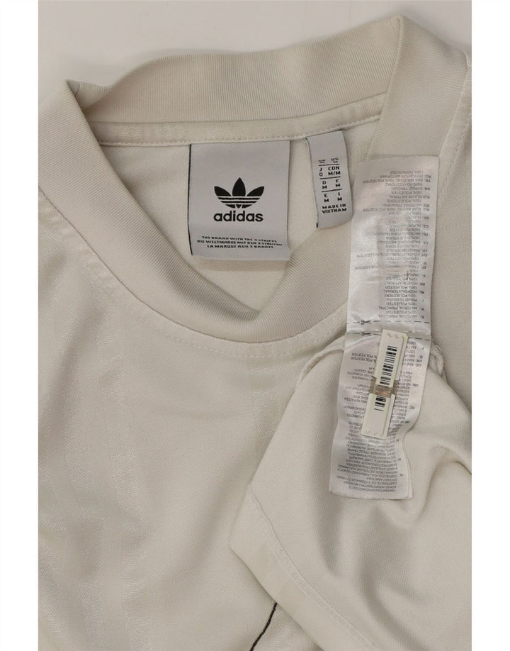 Adidas Hombre Camiseta Gráfica Top Medio Blanco Rayas Poliéster