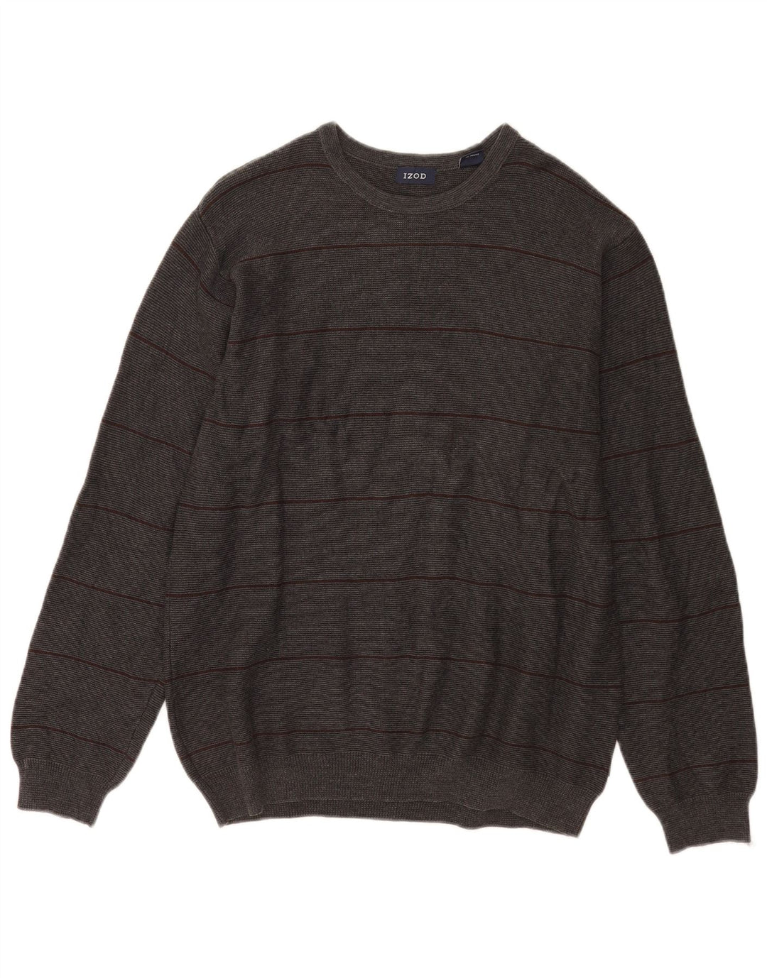 Izod Jersey De Cuello Redondo Para Hombre De Algodón A Rayas Gris Medio