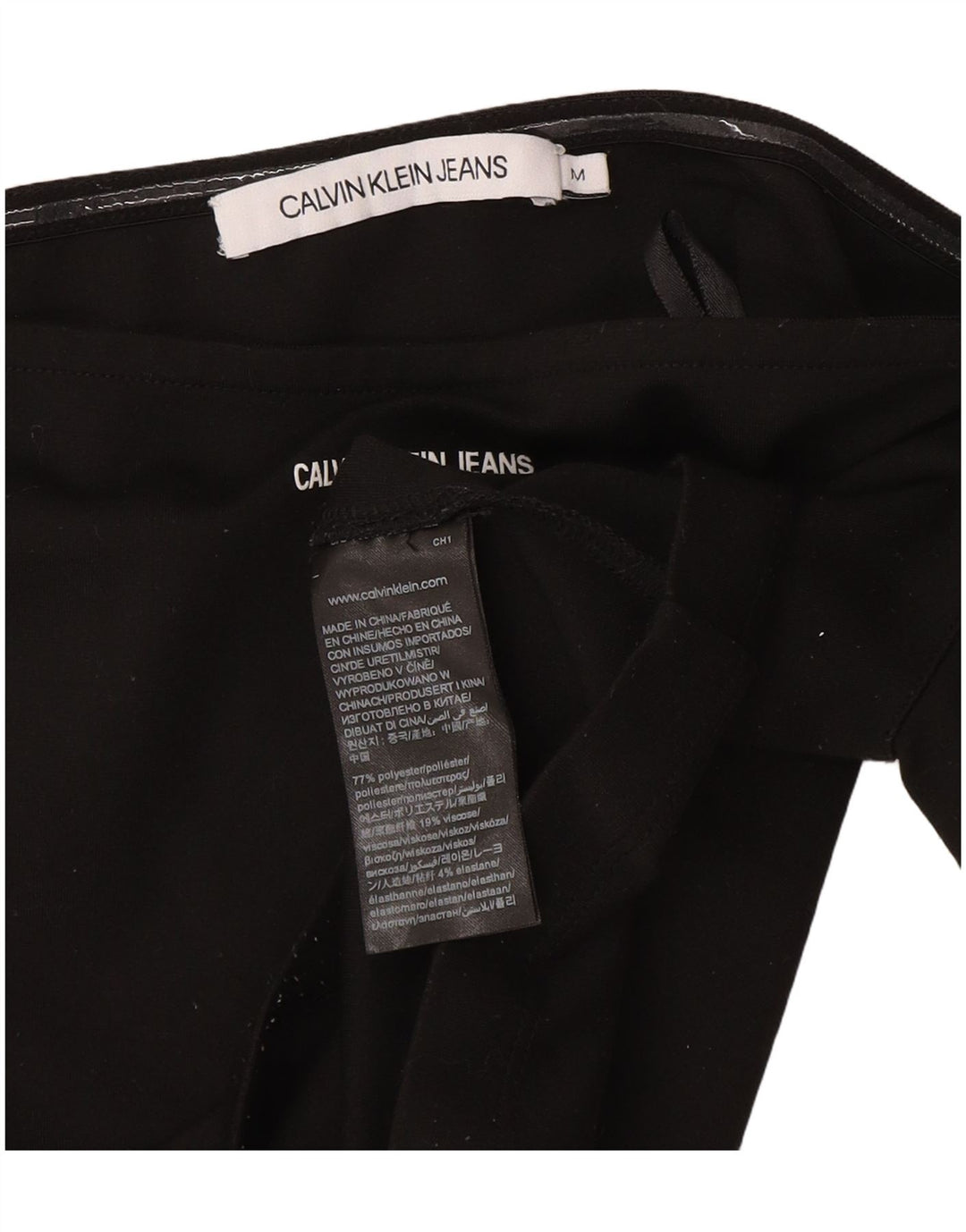 Calvin Klein Jeans Blusa corta para mujer Top UK 12 Mediano Negro Poliéster