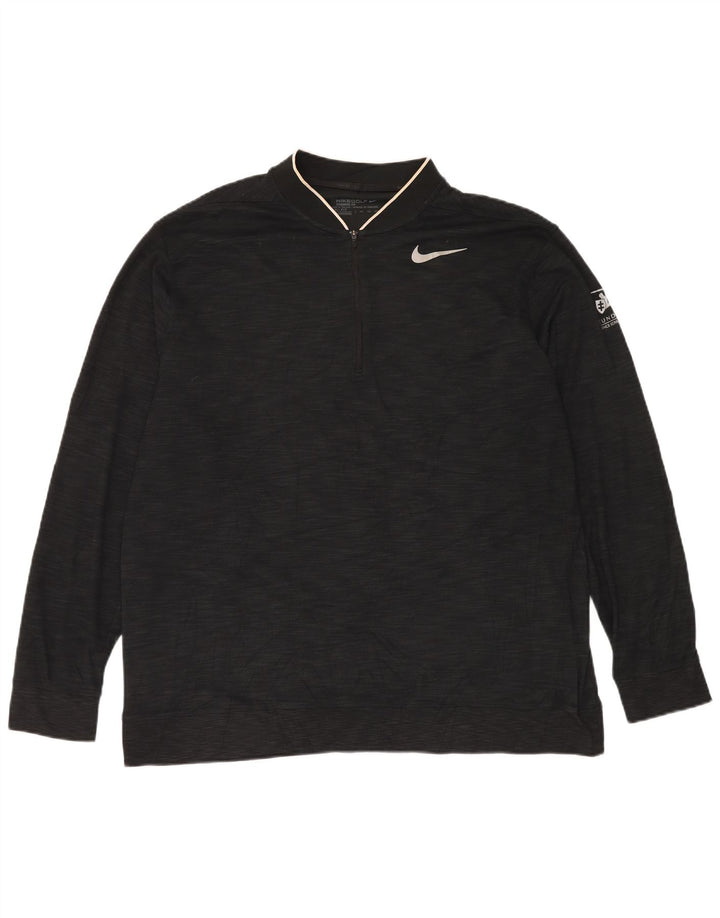 Nike Dri Fit - Chándal con cremallera y cuello para hombre, talla 2XL, color negro