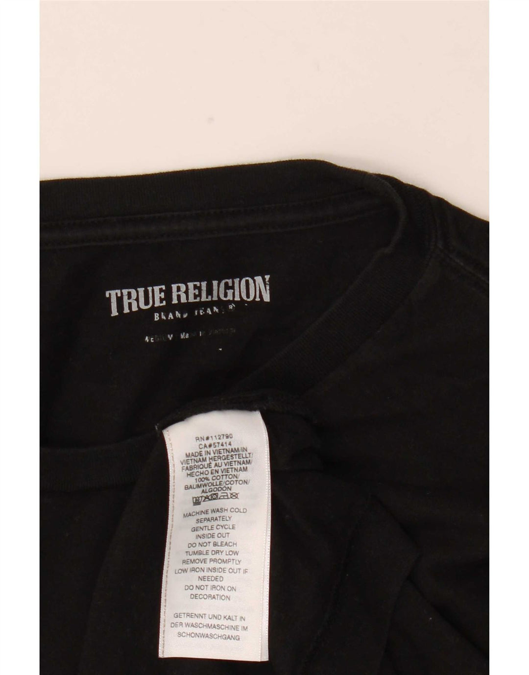 True Religion Camiseta gráfica para hombre Top mediano de algodón negro