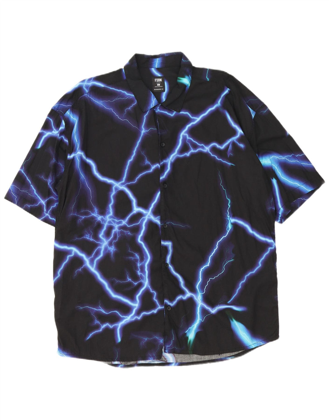 FSBN Camisa de manga corta extragrande para hombre de algodón geométrico negro grande