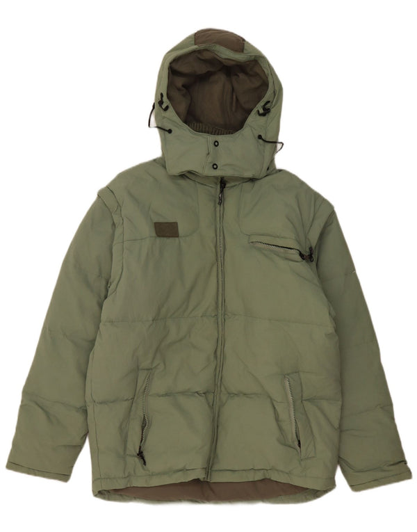 Fila Chaqueta acolchada holgada con capucha para hombre Reino Unido 36 Poliéster verde pequeño