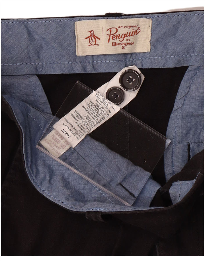 PENGUIN Pantalón chino recto para hombre W34 L32 Algodón negro