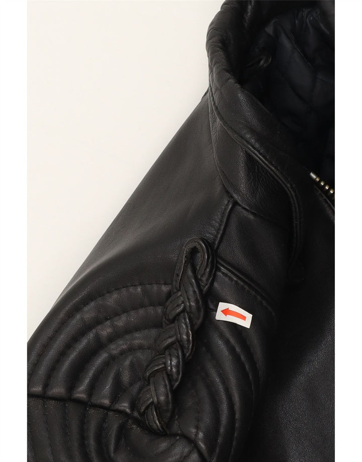 Vintage mujer cuero biker chaqueta IT 44 cuero negro medio