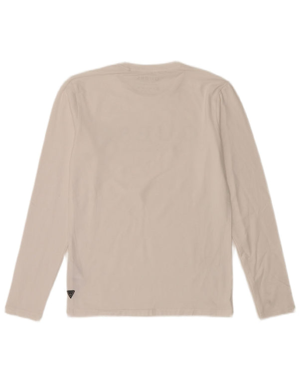 Guess Mens Graphic Top Long Sleeve UK 32 XS White Cotton