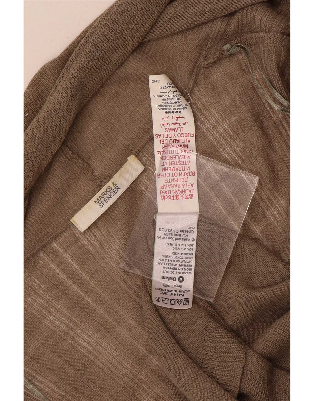 Marks & Spencer Suéter Cárdigan Abierto Largo para Mujer UK 44 Marrón Medio