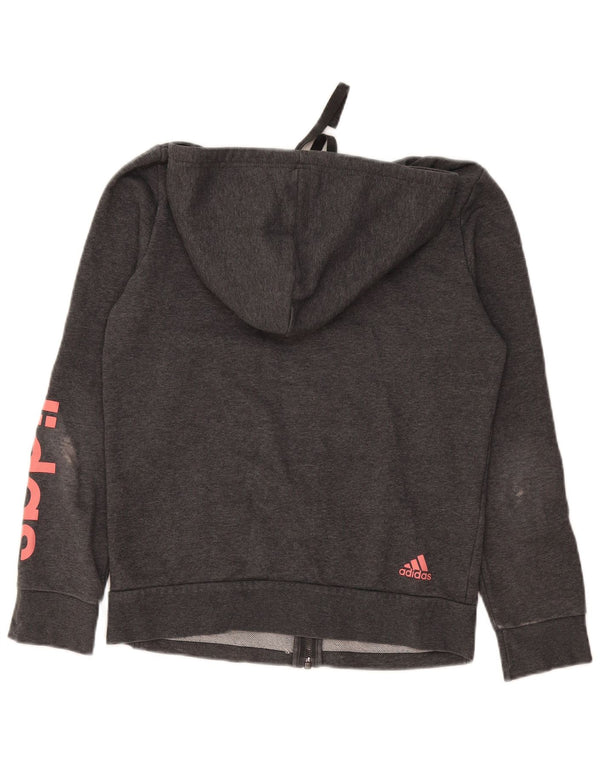 Adidas Sudadera con capucha y cremallera gráfica para mujer Reino Unido 12/14 Algodón gris medio