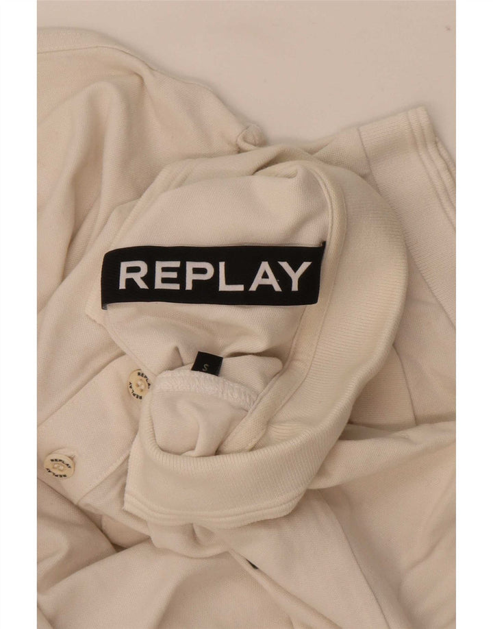 Replay Polo para hombre de algodón blanco roto mediano
