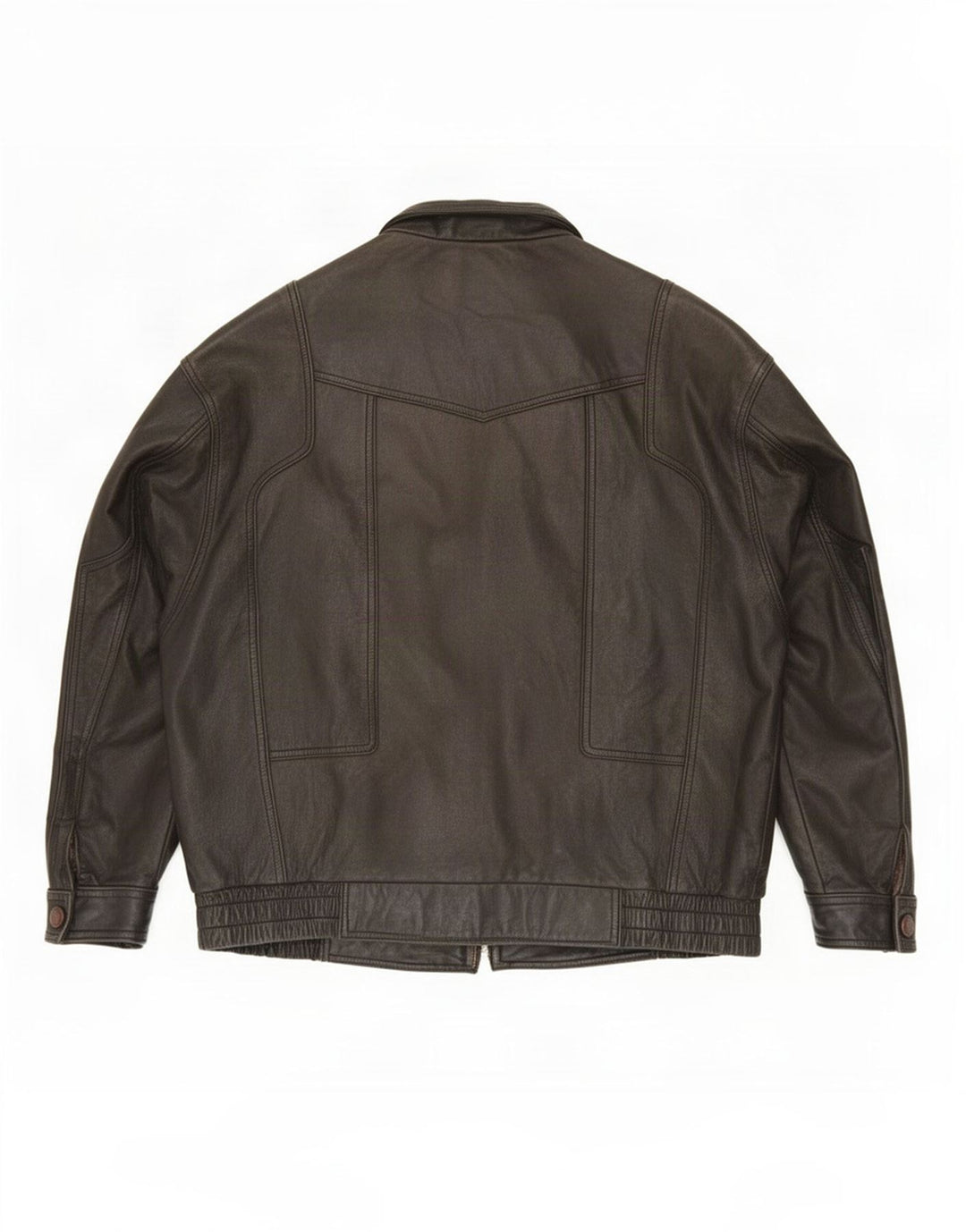 Chaqueta de cuero vintage para hombre IT 56 3XL Negro