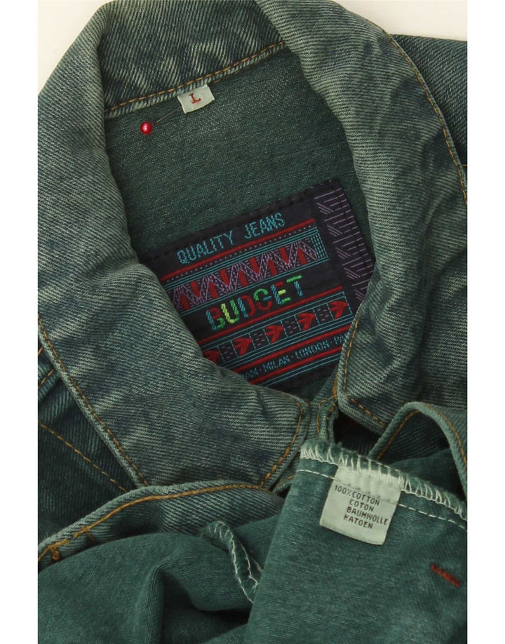 Vintage hombres chaqueta de mezclilla Reino Unido 40 algodón verde grande