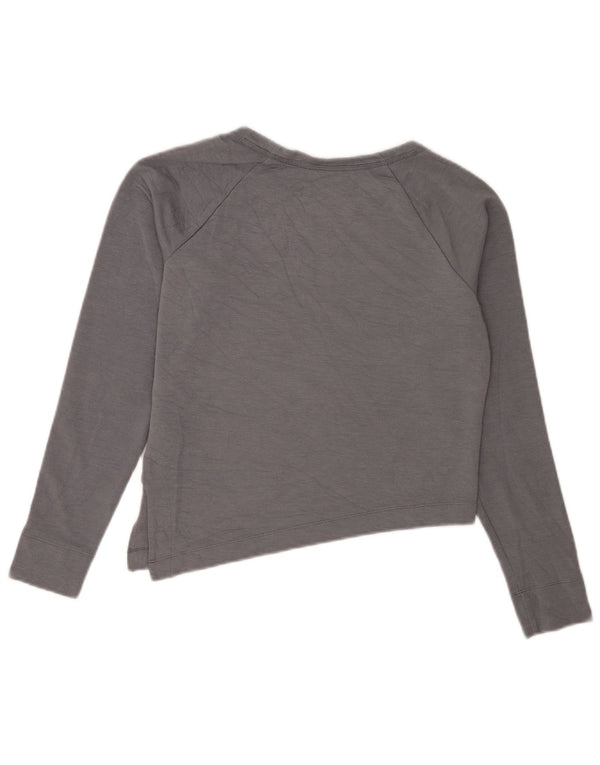 Nike Mujer Crop Graphic Top Manga Larga UK 8 Pequeño Gris Viscosa Deportes