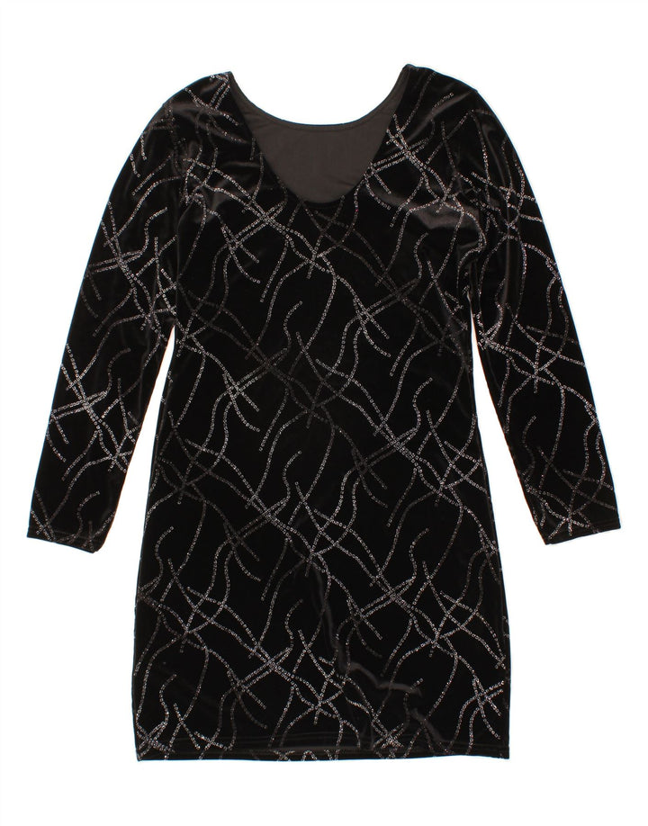 VINTAGE Womens Long Sleeve Sheath Dress UK 12 Medium Black Vintage Vintage and Second-Hand Vintage from Messina Hembry 