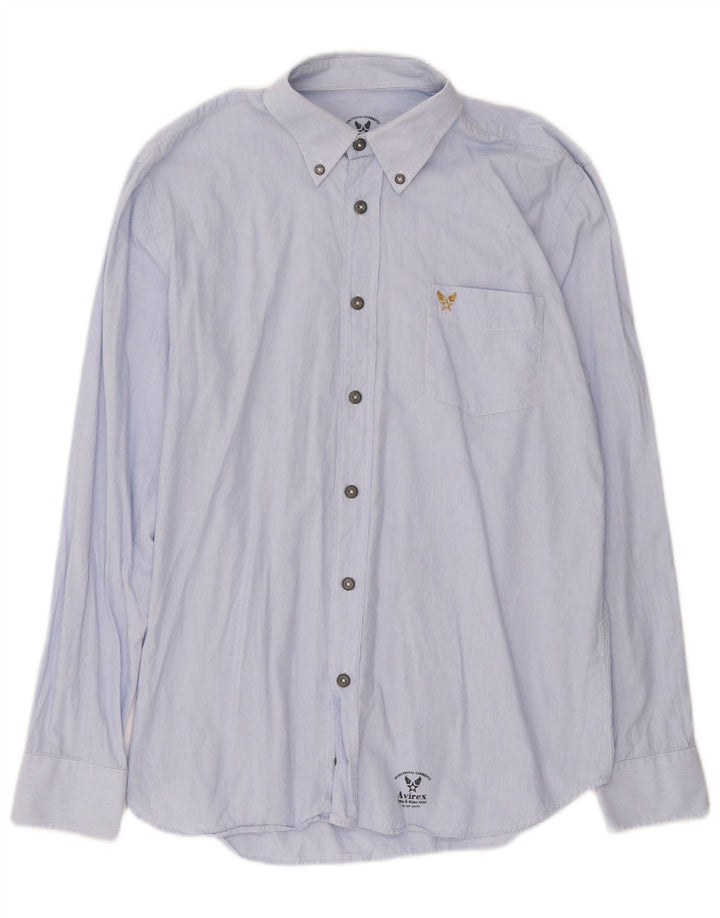 Camisa Avirex Hombre Rayas Azul Medio