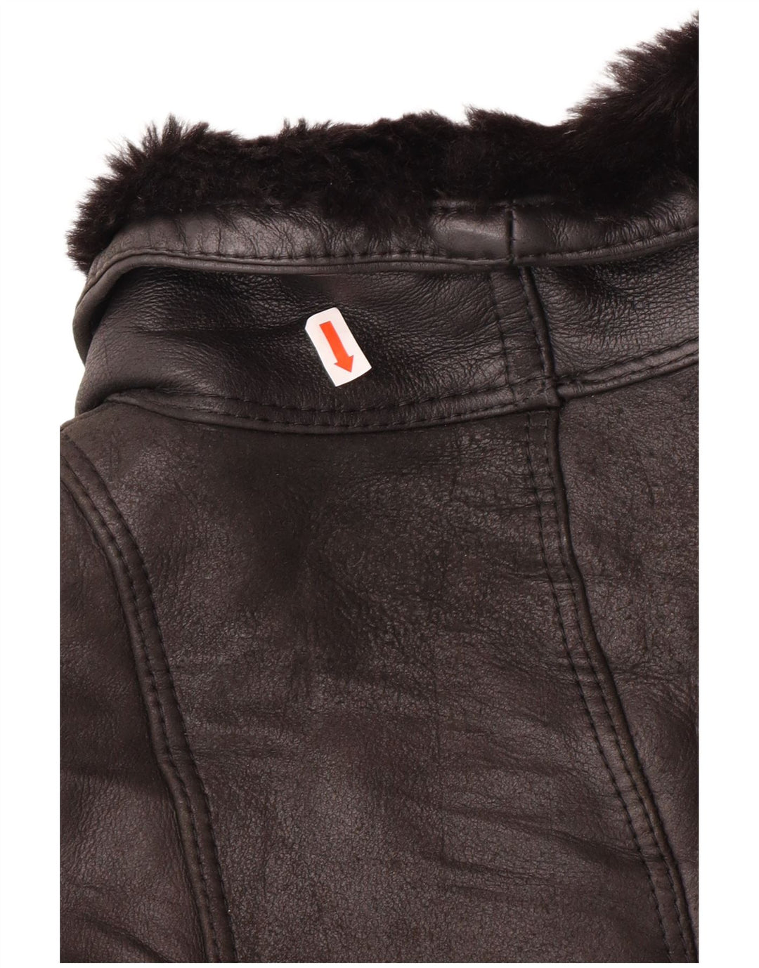 VINTAGE Chaqueta de doble pecho para mujer EU 42 Large Black Shearling
