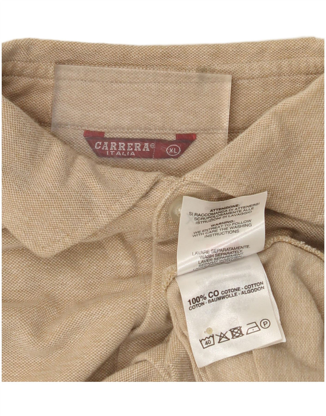 CARRERA Camisa Hombre XL Beige Algodón