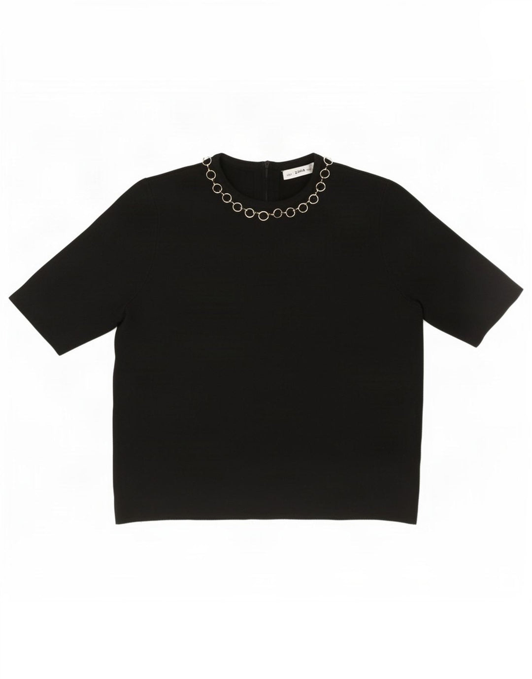 Zara Mujer Crop Blusa Top UK 10 Small Viscosa Negra