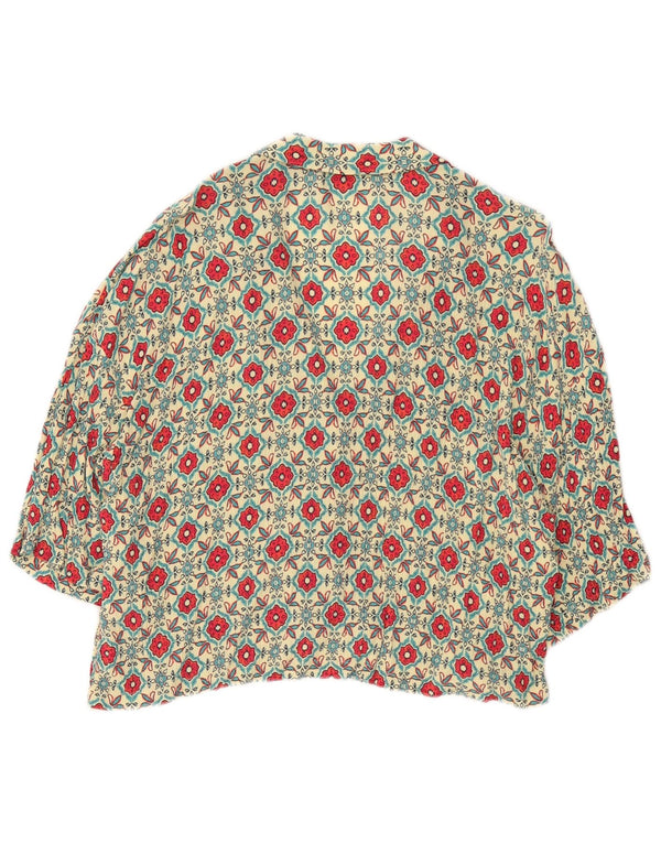 Zara Blusa de manga corta extragrande para mujer UK 10 Small Beige Floral