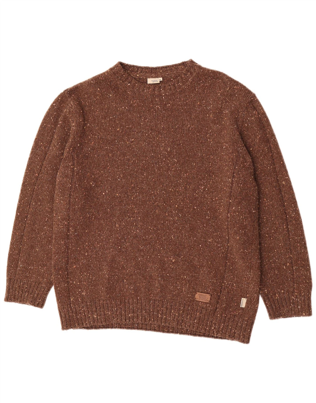 Camel Active - Jersey de cuello redondo para hombre, talla XL, color marrón moteado