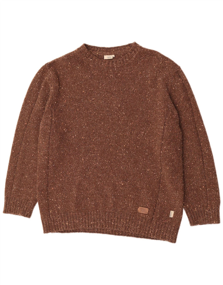 Camel Active - Jersey de cuello redondo para hombre, talla XL, color marrón moteado