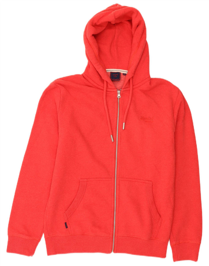 Superdry Sudadera con capucha y cremallera para hombre, tamaño grande, algodón rojo