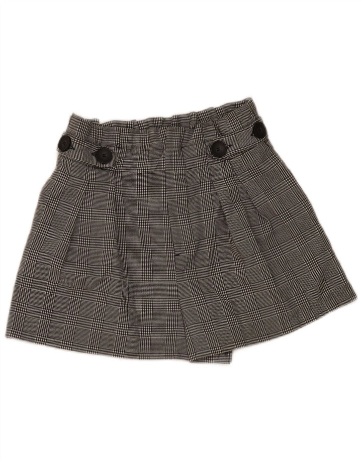 Zara Mujer Pantalones Cortos Casuales De Cintura Alta Mediano W28 Poliéster A Cuadros Negro