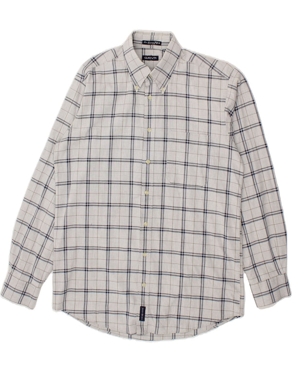 Camisa GANT Hombre Gris Medio A Cuadros De Algodón