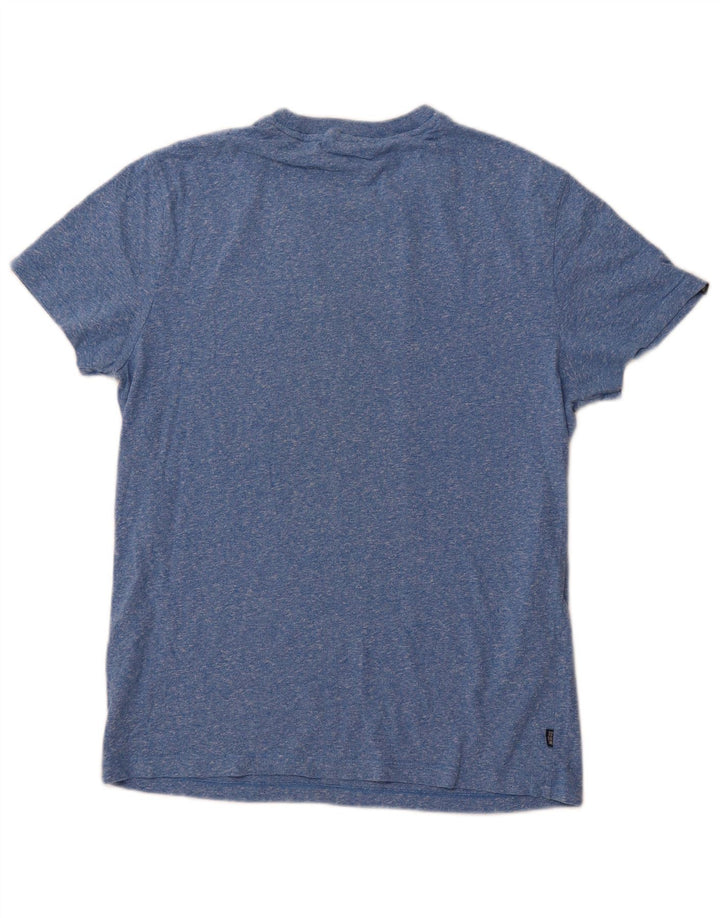 SUPERDRY Hombre Camiseta Top Algodón Moteado Azul Medio