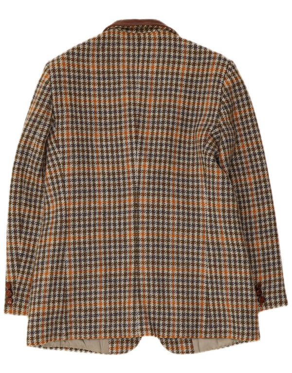 Sportmax Chaqueta tipo blazer de 2 botones para mujer UK 42 Marrón medio Pata de gallo