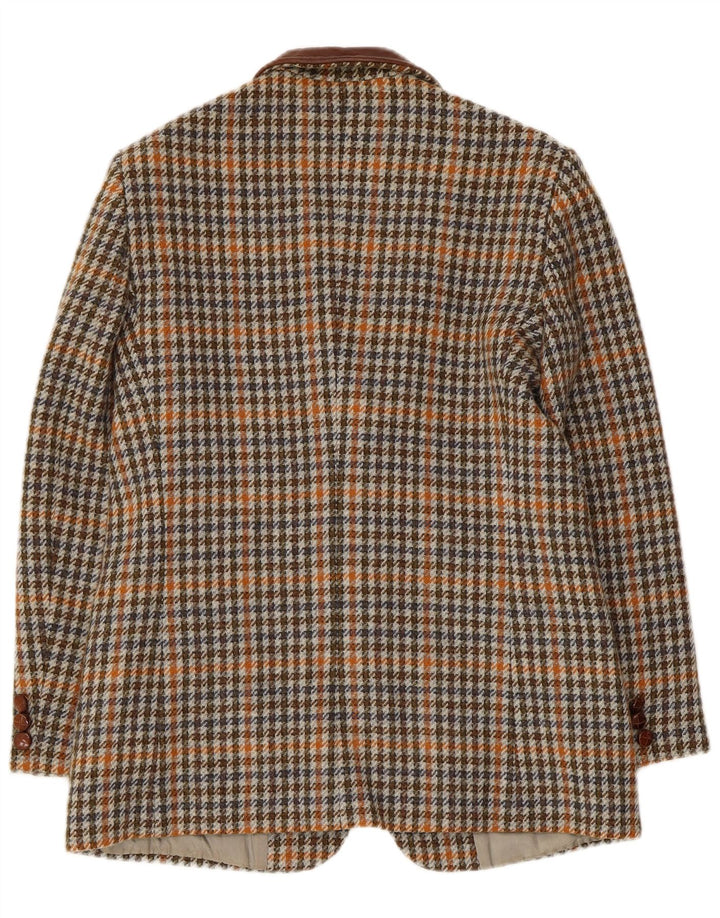 Sportmax Chaqueta tipo blazer de 2 botones para mujer UK 42 Marrón medio Pata de gallo
