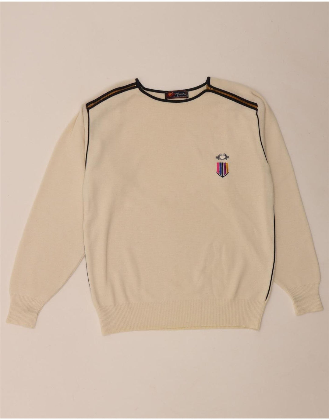 Il Granchio Jersey De Cuello Redondo De Lana Mediana Blanco Roto Hombre