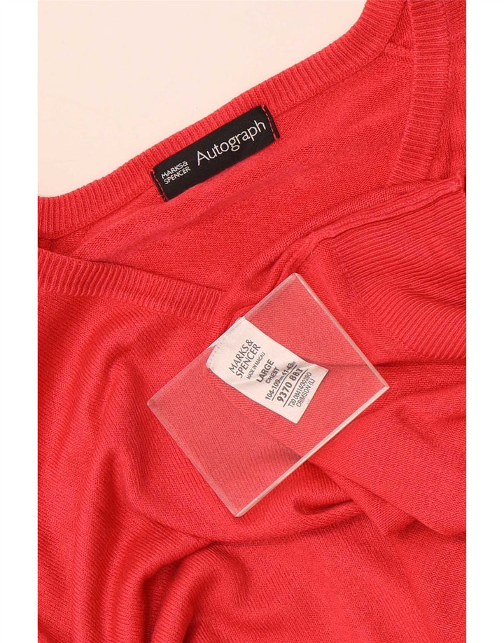 Marks & Spencer Suéter con cuello en V y autógrafo para hombre, tamaño grande, acrílico rojo