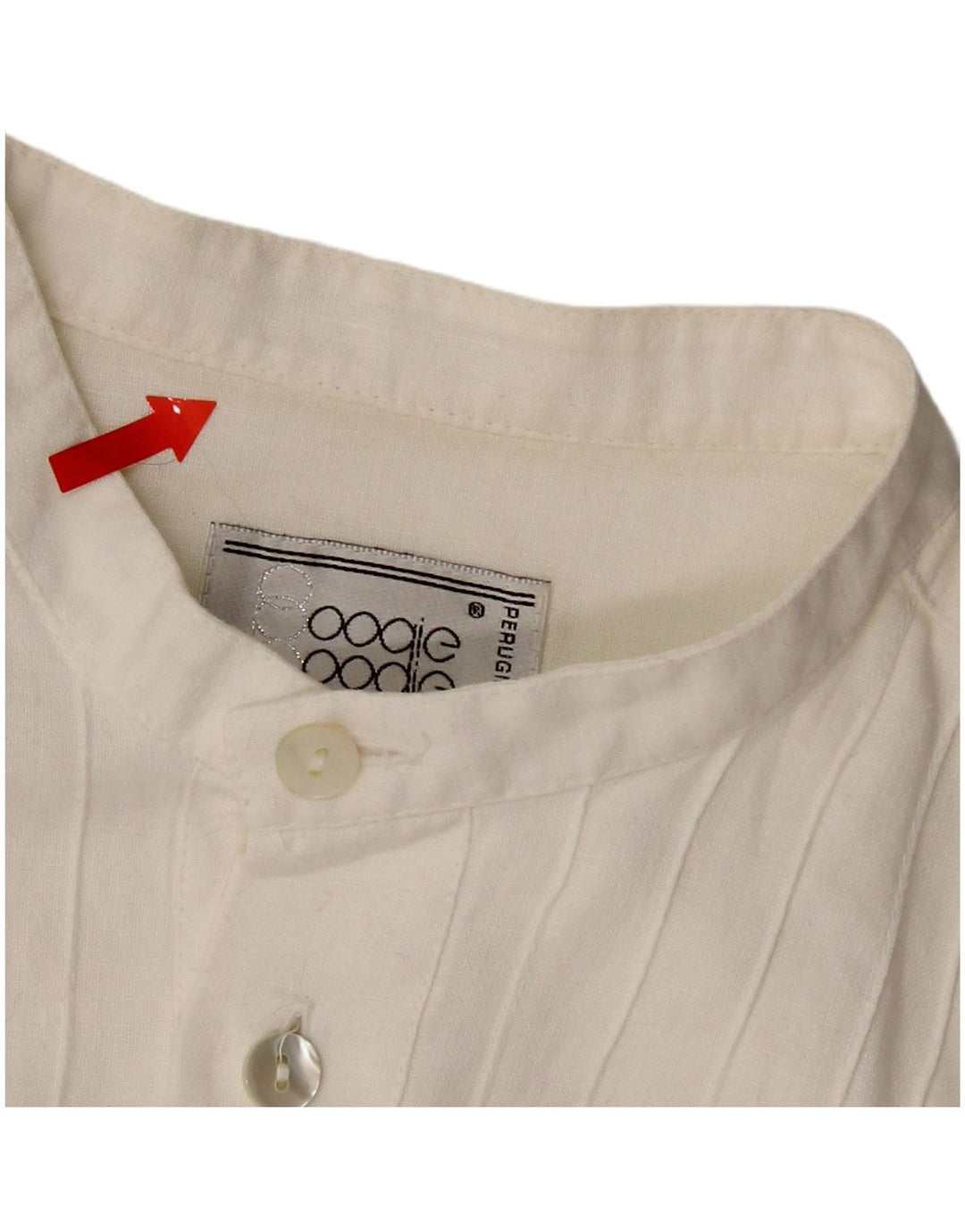 Vintage hombres 3/4 manga pullover camisa medio blanco