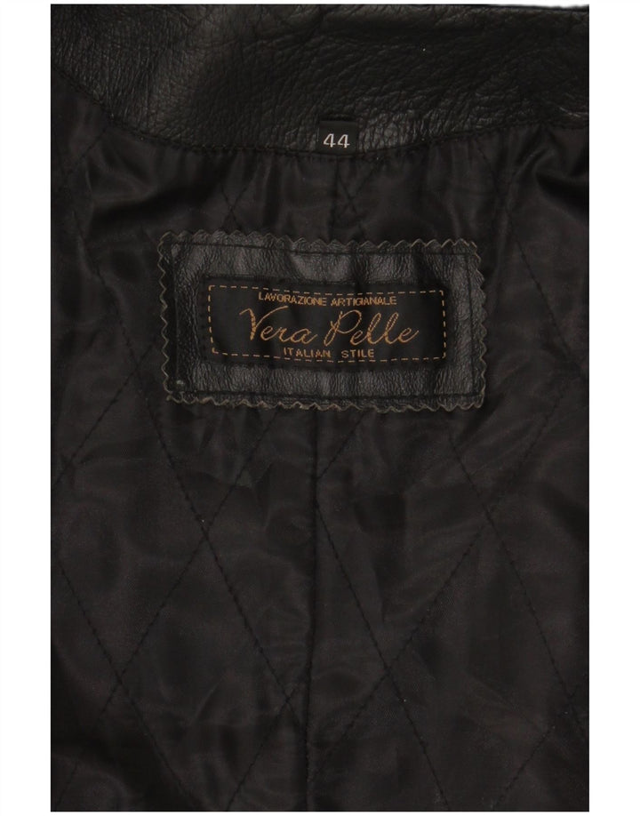 LAVORAZIONE ARTIGIANALE Abrigo de piel para mujer IT 44 Medio Cuero negro