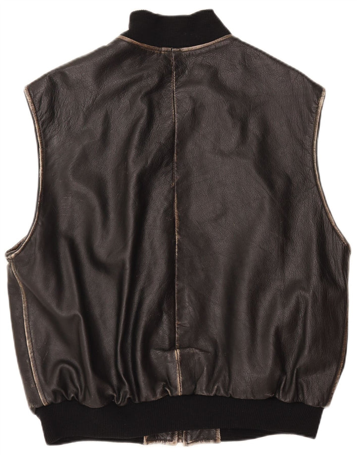 CONBIPEL Chaleco de cuero para mujer ES 40 XL Cuero negro