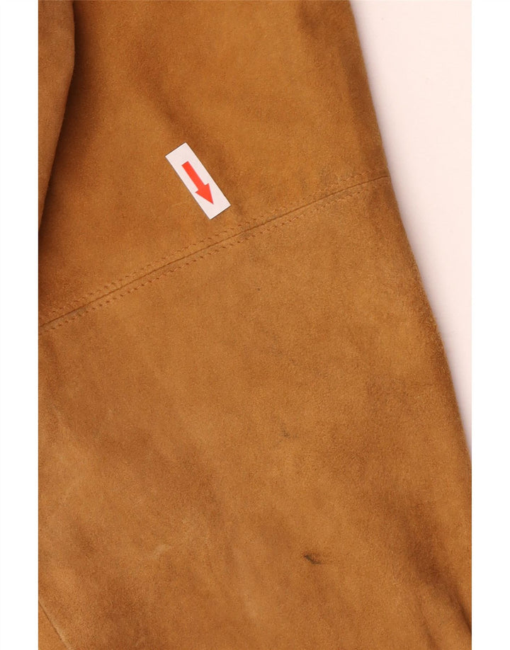 Vintage hombres ante bomber chaqueta IT 48 cuero marrón medio