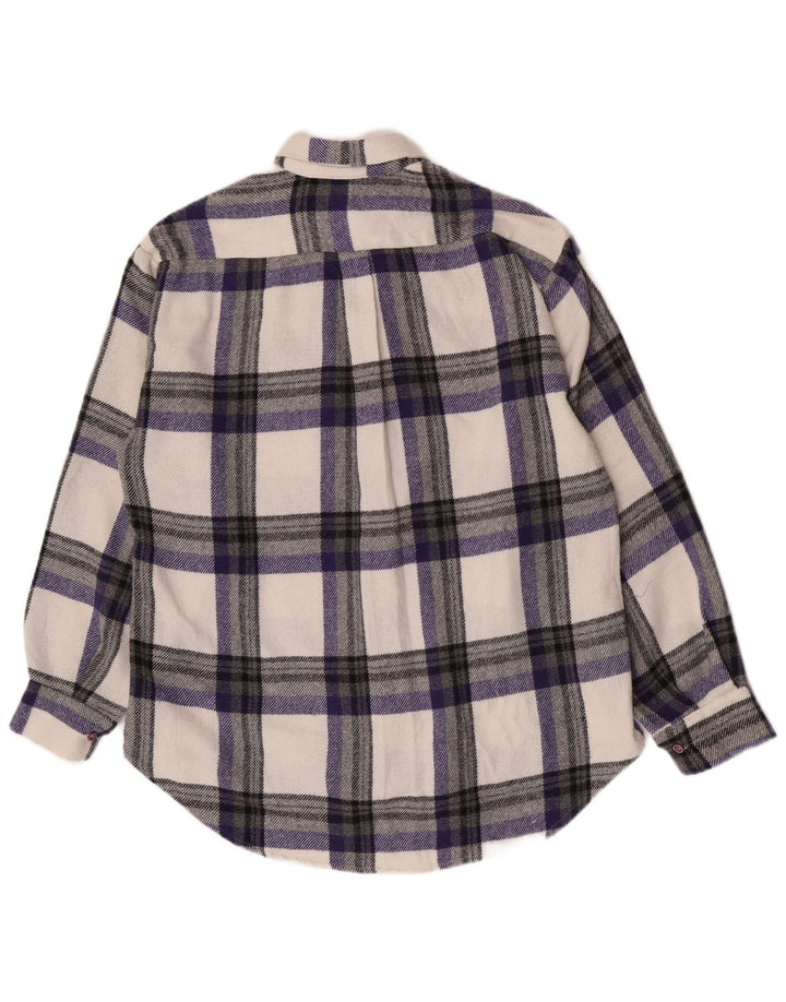 Vintage hombres camisa de franela de gran tamaño pequeño poliéster a cuadros multicolor