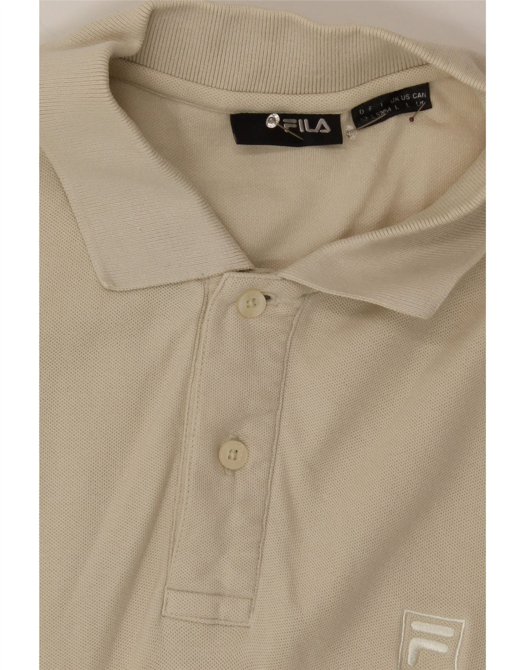 FILA Mens Polo Shirt Large Beige Cotton Vintage Fila and Second-Hand Fila from Messina Hembry 