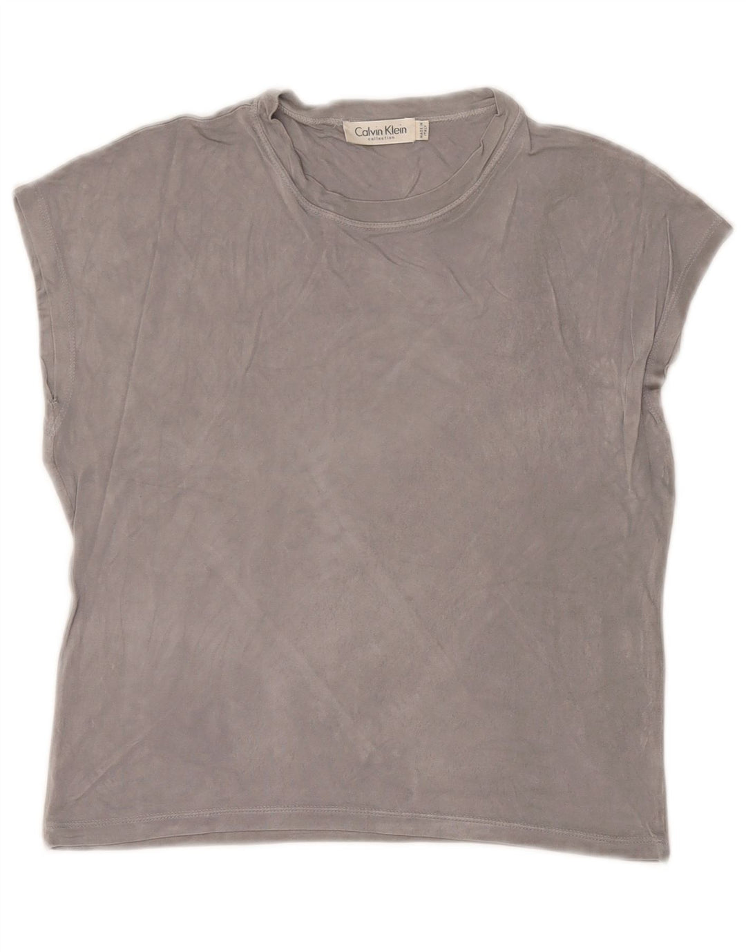 Calvin Klein Camiseta corta para mujer UK 14 Rayón gris medio