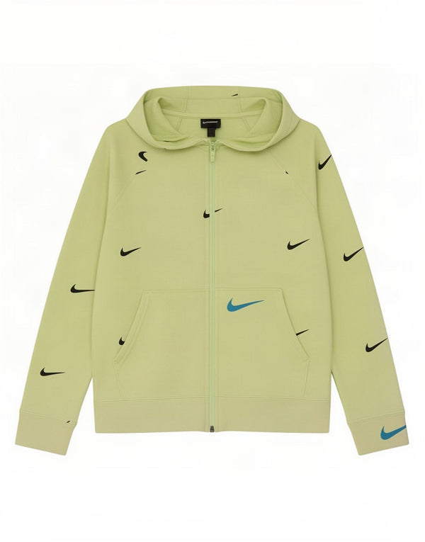 Nike - Sudadera con capucha y cremallera para niña, diseño gráfico, ajuste estándar, 12-13 años, grande, verde