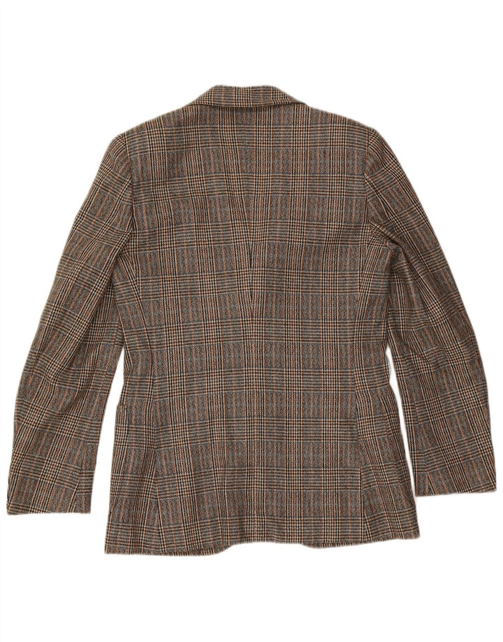 Vintage hombres 3 botones Blazer chaqueta IT 46 pequeño marrón Houndstooth