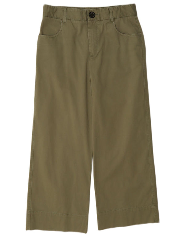 Zara Mujer Pantalones Cortos De Cintura Alta Y Pierna Ancha Pequeños W26 L23 Algodón Caqui