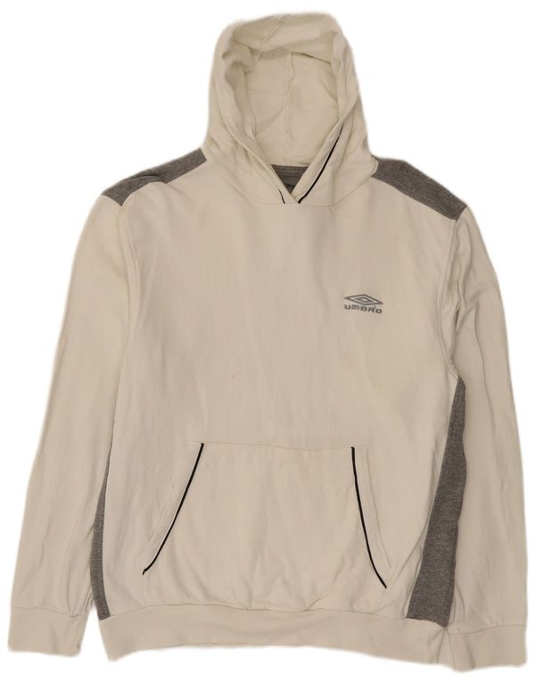 Umbro Jersey con capucha para hombre, talla 2XL, algodón color block en blanco roto