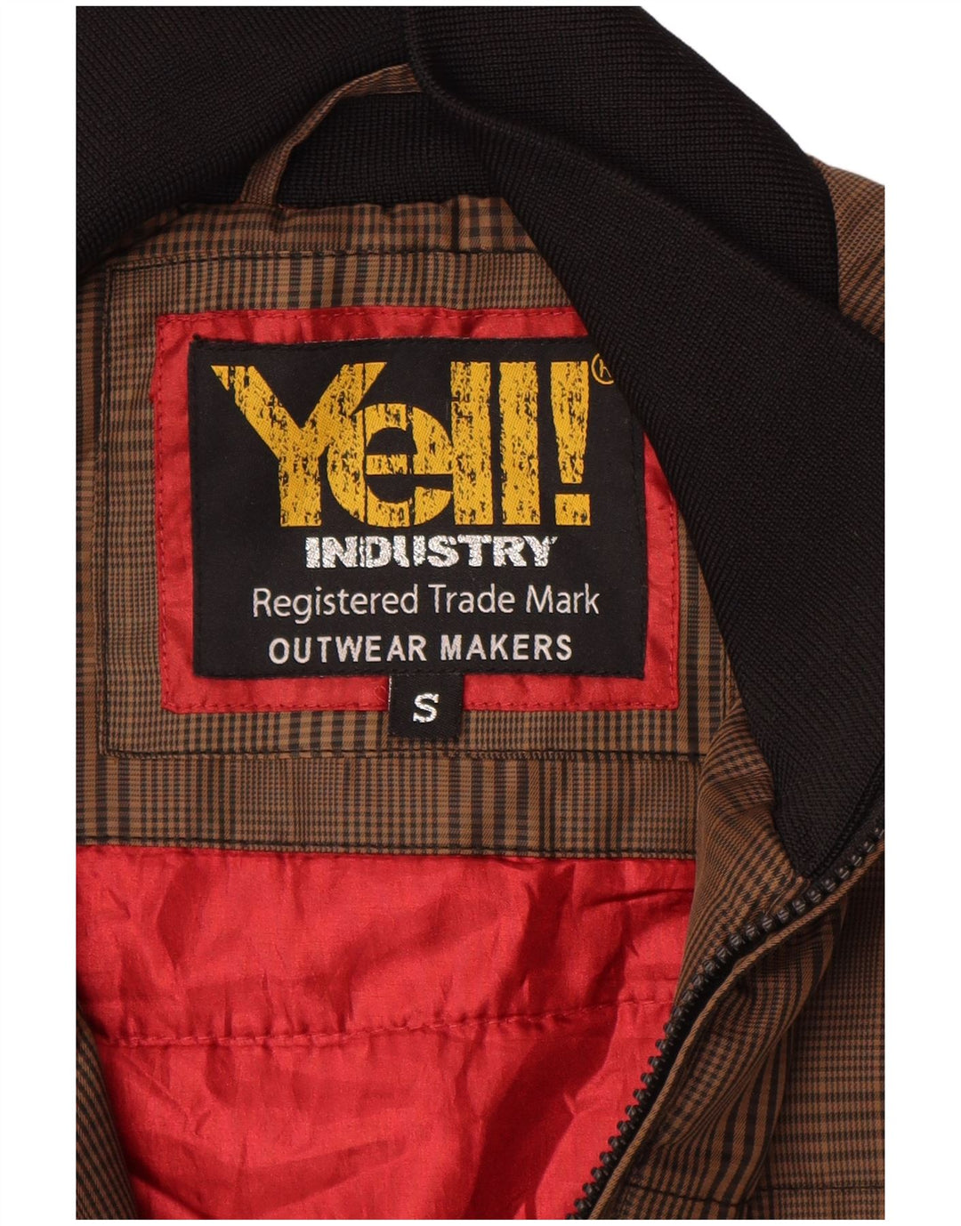 ¡GRITAR! Chaqueta bomber para hombre UK 36 Small Marrón Cuadros Poliéster
