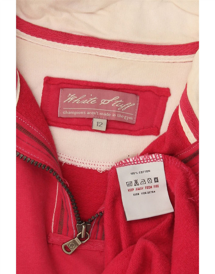White Stuff Sudadera con cuello y cremallera para mujer, talla 42, algodón rosa mediano
