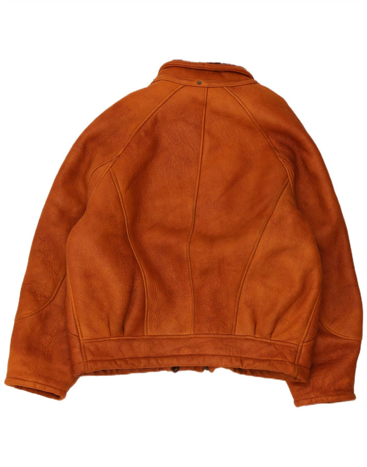 Vintage mujer shearling chaqueta Reino Unido 12 marrón medio