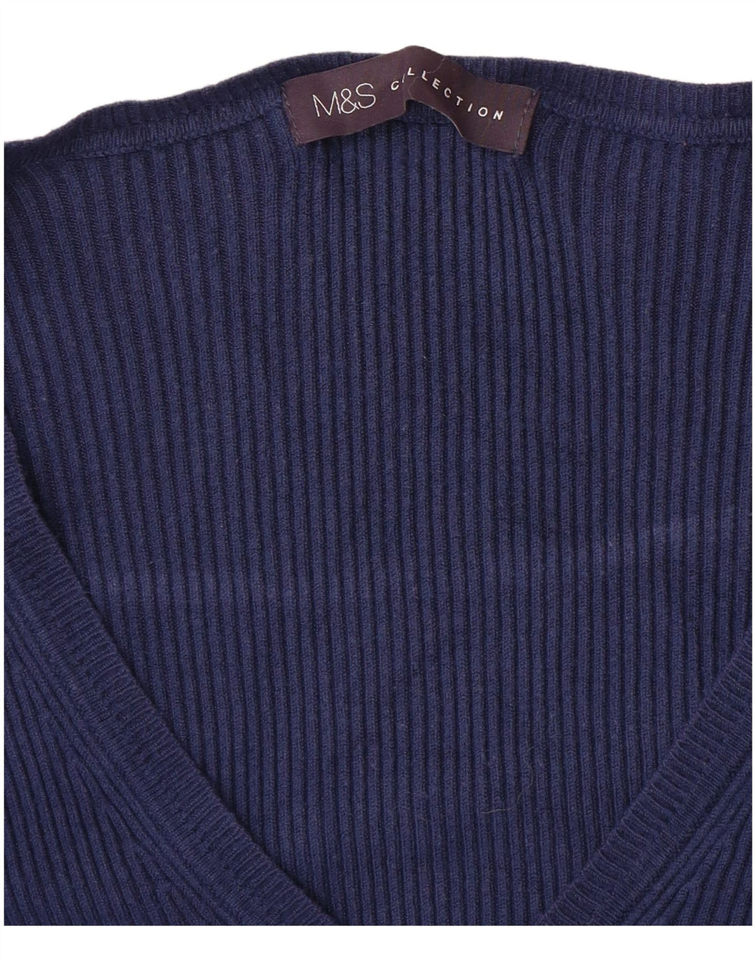 MARKS & SPENCER Suéter con cuello en V para mujer UK 10 Small Azul marino