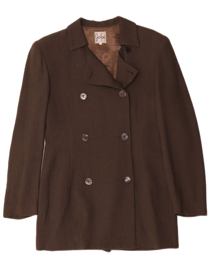 Vintage mujer doble pecho Blazer chaqueta Reino Unido 12 marrón medio
